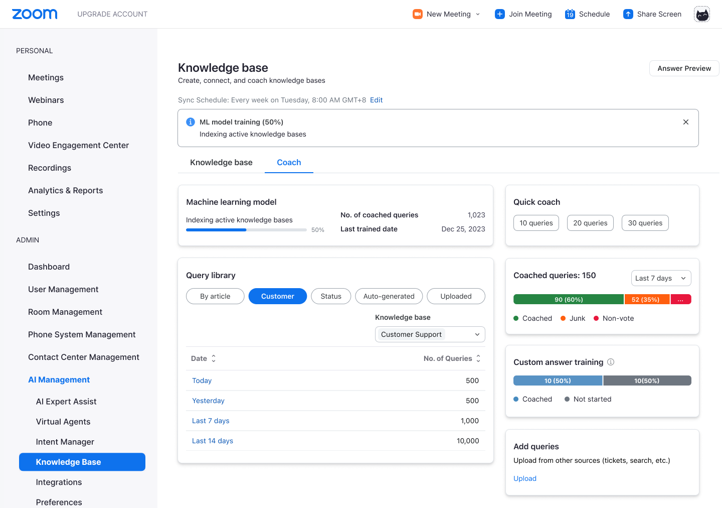 New Knowledge Base Dashboard